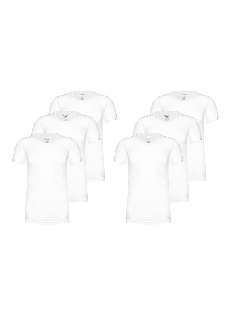 جون جلادستون قميص داخلي رجالي من جون غلادستون، أبيض اللون، برقبة دائرية، عبوة من 6 قطع - Image 1